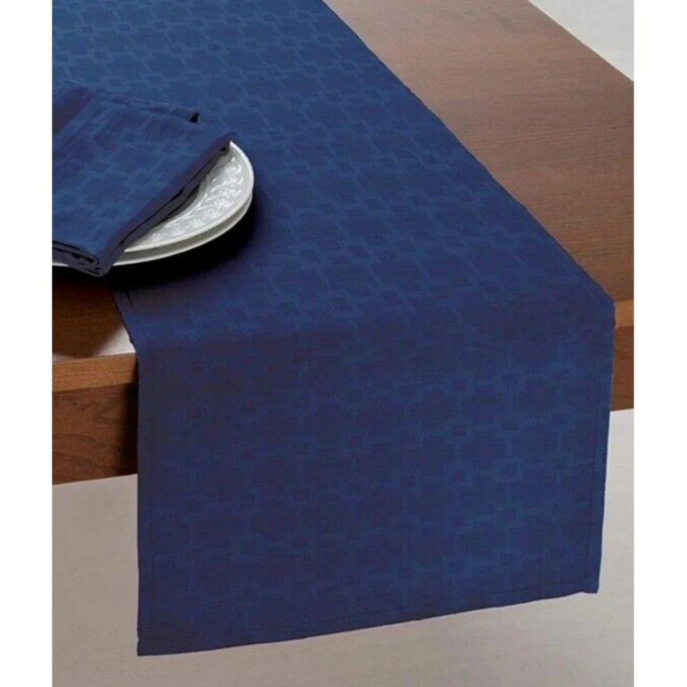 Chandler Table Runner Fabric Cloth Navy Blue Easy Care Spill Proof 14